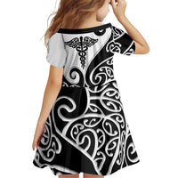 Personalised New Zealand Nurse Family Matching Tank Maxi Dress and Hawaiian Shirt Maori Koru Black Version