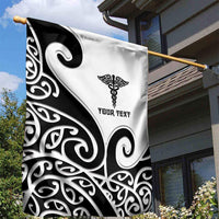 Personalised New Zealand Nurse Garden Flag Maori Koru Black Version LT05 - Polynesian Pride