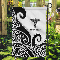 Personalised New Zealand Nurse Garden Flag Maori Koru Black Version LT05 Garden Flag Black - Polynesian Pride