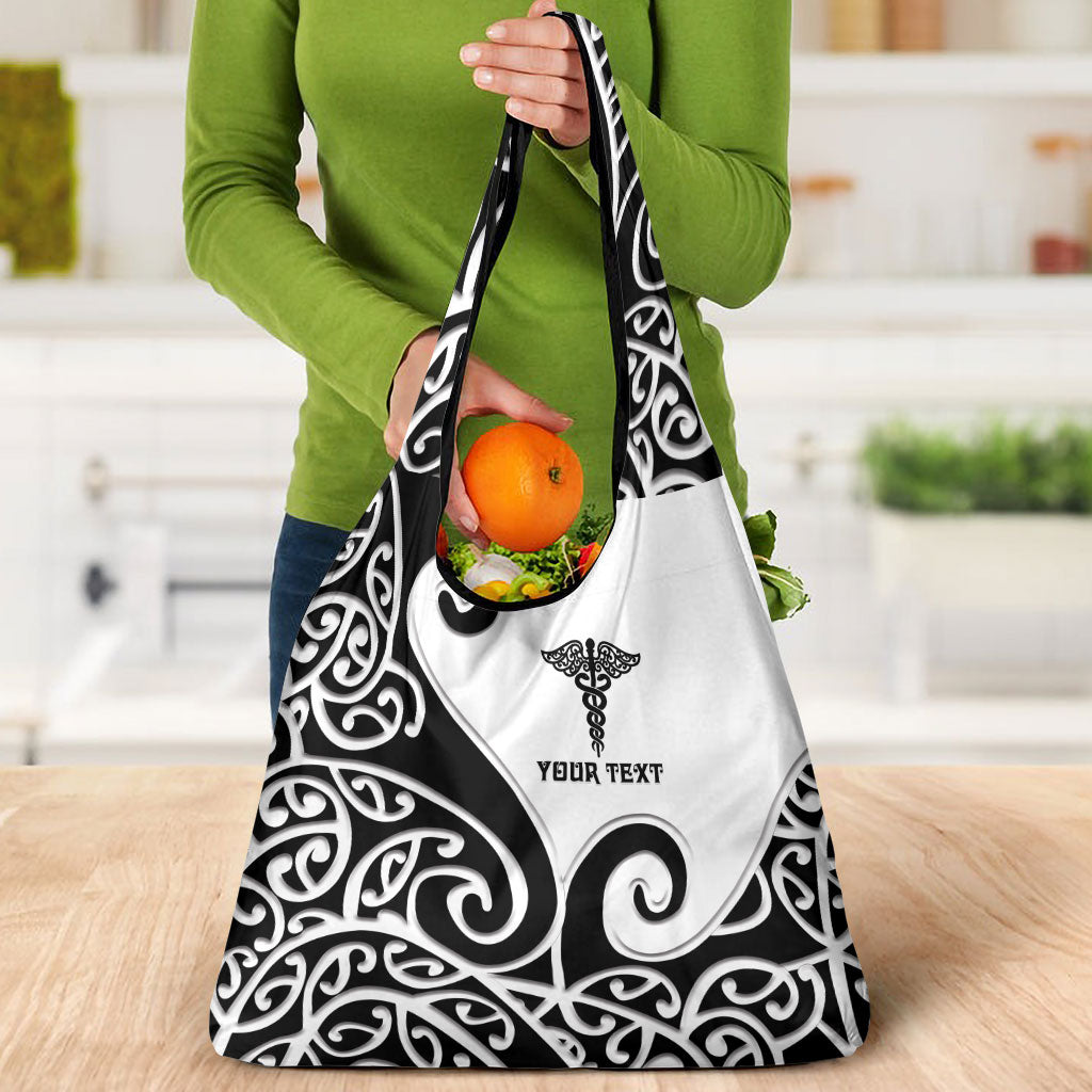 Personalised New Zealand Nurse Grocery Bag Maori Koru Black Version LT05 - Polynesian Pride
