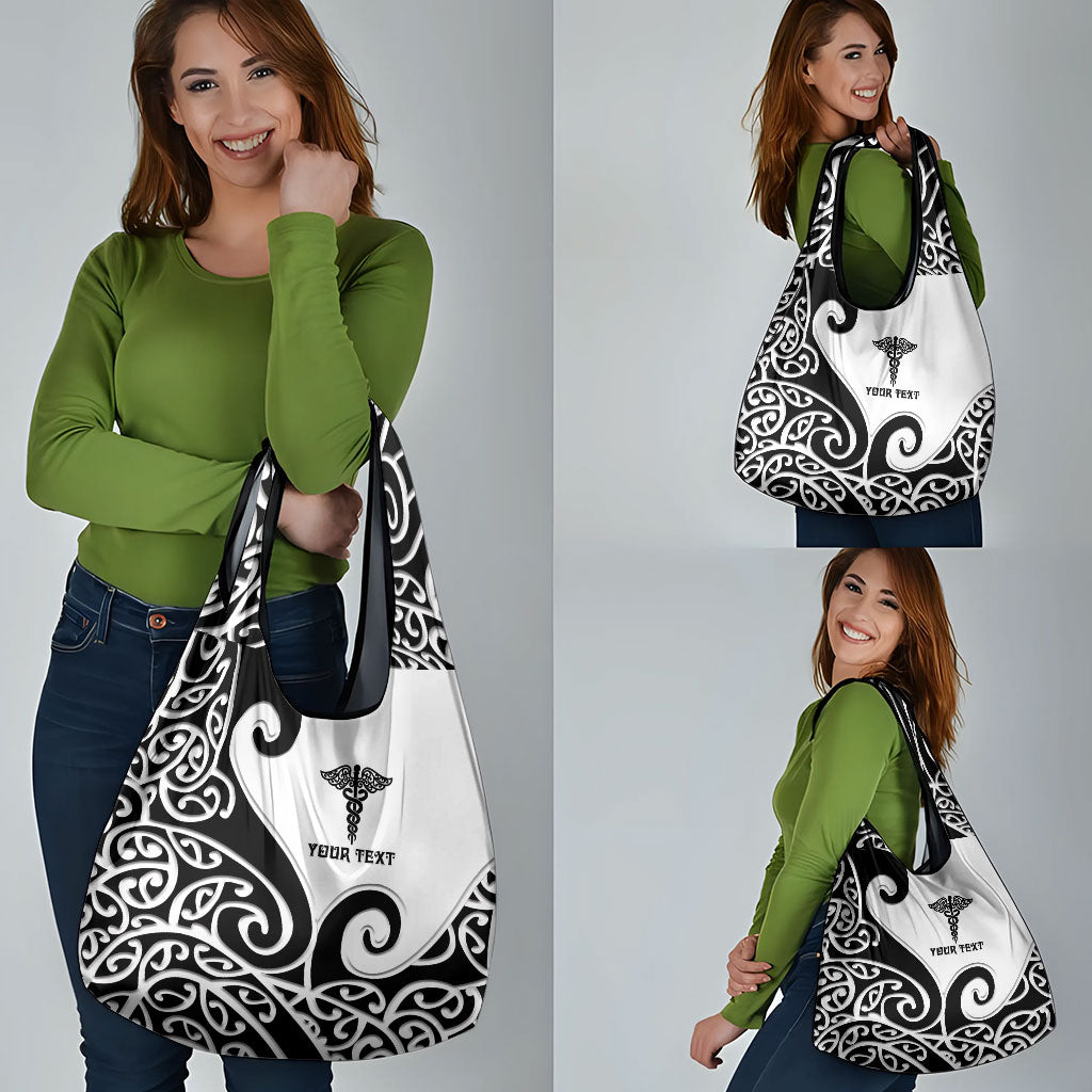 Personalised New Zealand Nurse Grocery Bag Maori Koru Black Version LT05 - Polynesian Pride