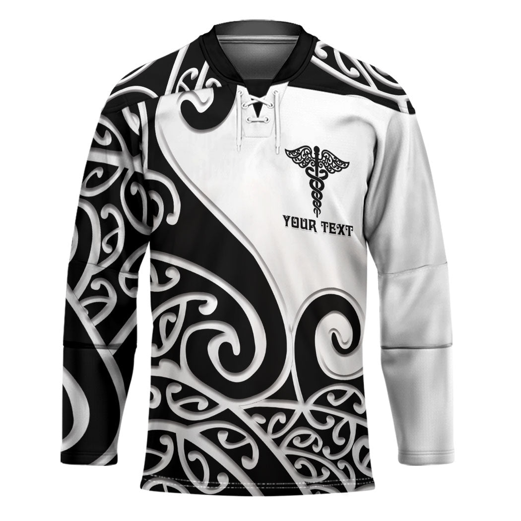 Personalised New Zealand Nurse Hockey Jersey Maori Koru Black Version LT05 Unisex Black - Polynesian Pride