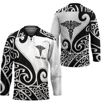 Personalised New Zealand Nurse Hockey Jersey Maori Koru Black Version LT05 - Polynesian Pride
