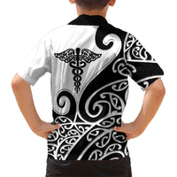 Personalised New Zealand Nurse Kid Hawaiian Shirt Maori Koru Black Version