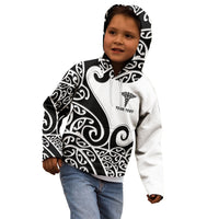 Personalised New Zealand Nurse Kid Hoodie Maori Koru Black Version LT05 - Polynesian Pride