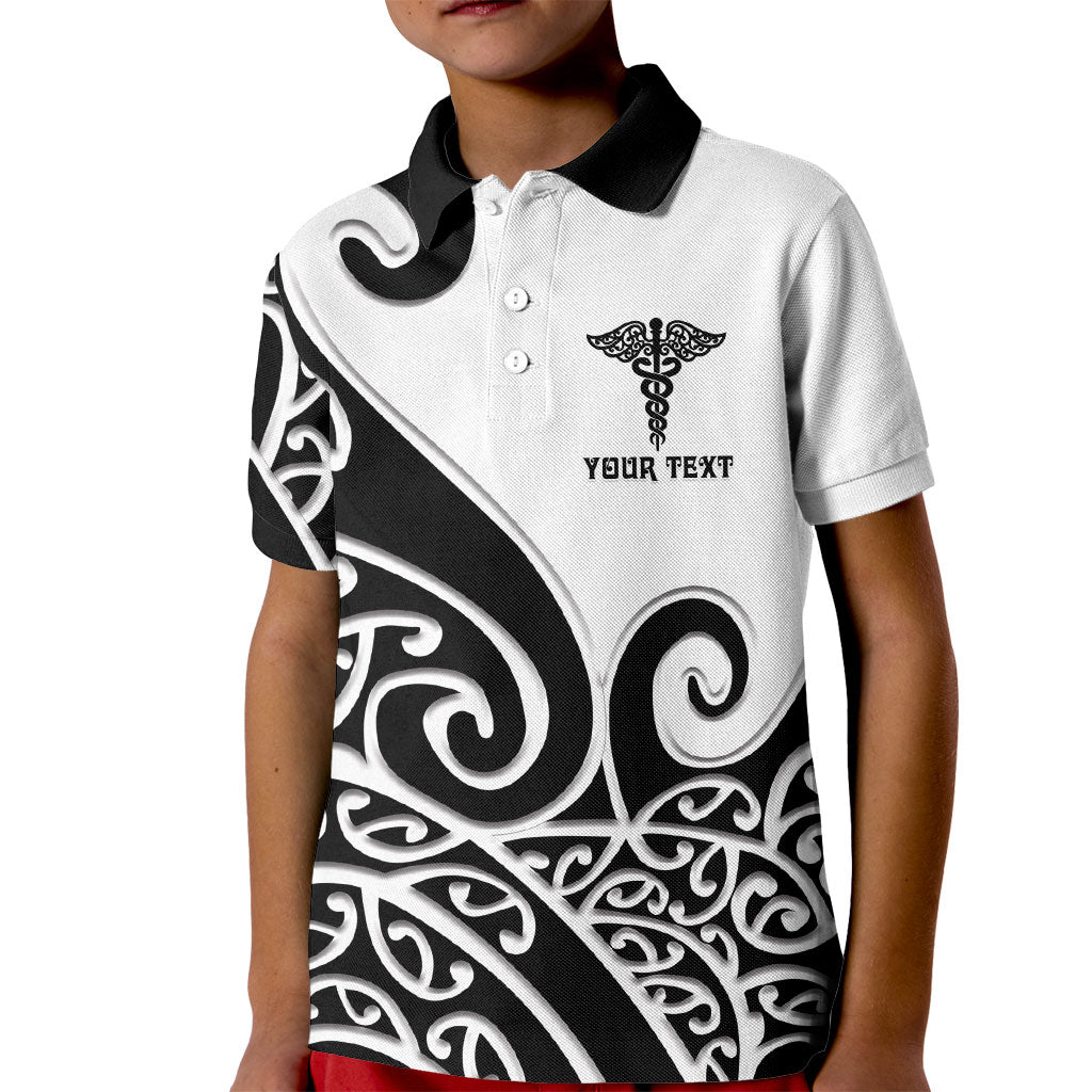 Personalised New Zealand Nurse Kid Polo Shirt Maori Koru Black Version LT05 Kid Black - Polynesian Pride
