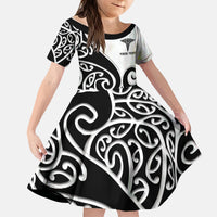 Personalised New Zealand Nurse Kid Short Sleeve Dress Maori Koru Black Version LT05 KID Black - Polynesian Pride