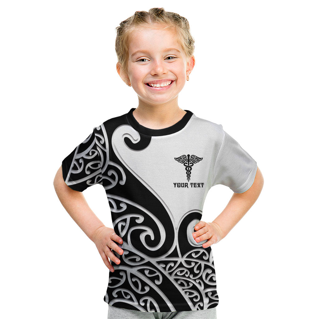 Personalised New Zealand Nurse Kid T Shirt Maori Koru Black Version LT05 Black - Polynesian Pride