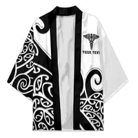 Personalised New Zealand Nurse Kimono Maori Koru Black Version LT05 Unisex Black - Polynesian Pride
