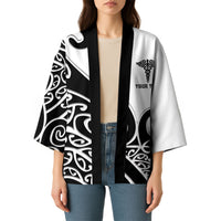Personalised New Zealand Nurse Kimono Maori Koru Black Version LT05 - Polynesian Pride