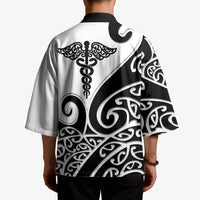 Personalised New Zealand Nurse Kimono Maori Koru Black Version LT05 - Polynesian Pride