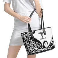 Personalised New Zealand Nurse Leather Tote Bag Maori Koru Black Version LT05 - Polynesian Pride