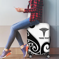 Personalised New Zealand Nurse Luggage Cover Maori Koru Black Version LT05 - Polynesian Pride