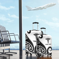 Personalised New Zealand Nurse Luggage Cover Maori Koru Black Version LT05 - Polynesian Pride