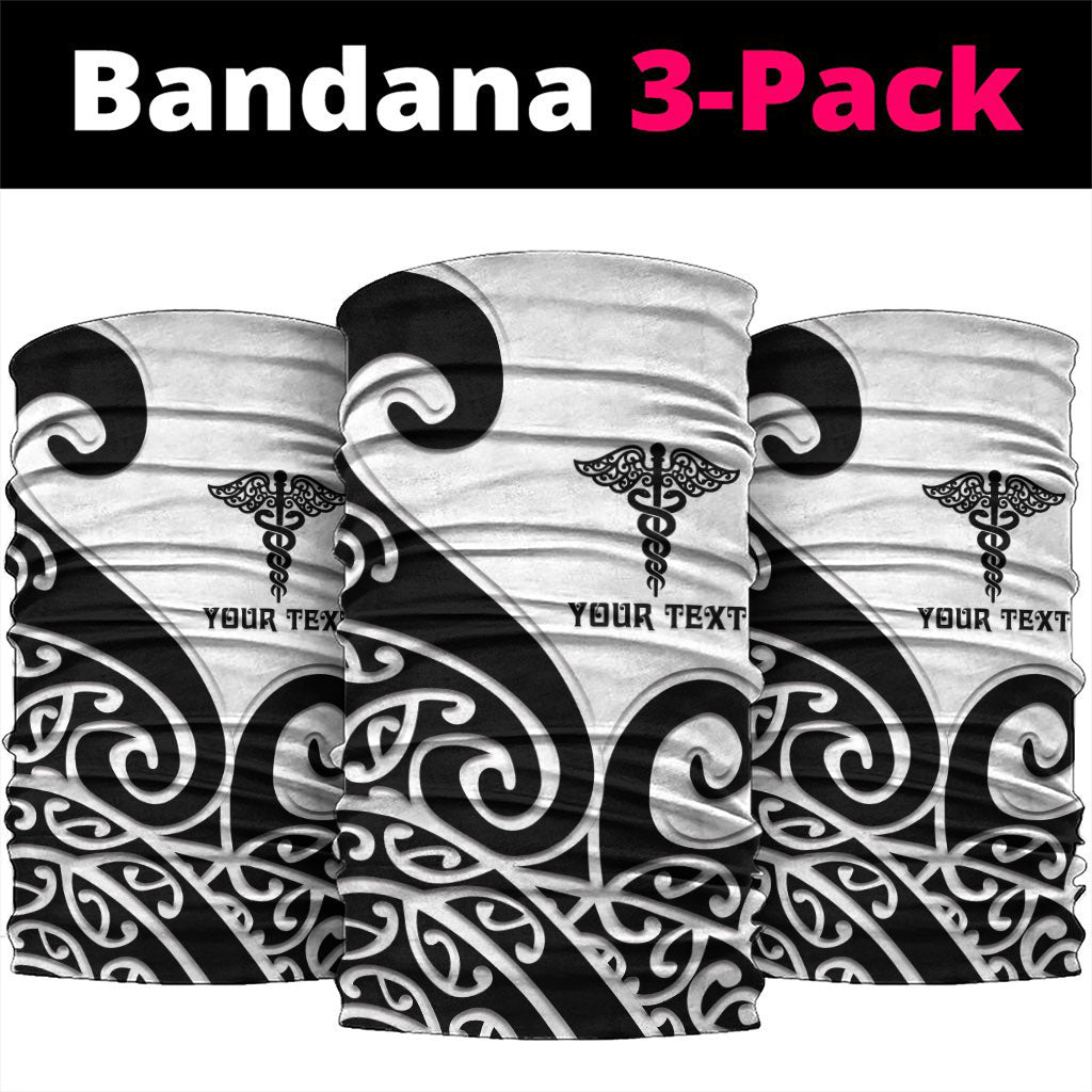 Personalised New Zealand Nurse Neck Gaiter Maori Koru Black Version LT05 package One Size: 25*50cm Black - Polynesian Pride
