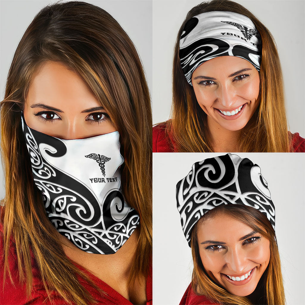 Personalised New Zealand Nurse Neck Gaiter Maori Koru Black Version LT05 - Polynesian Pride