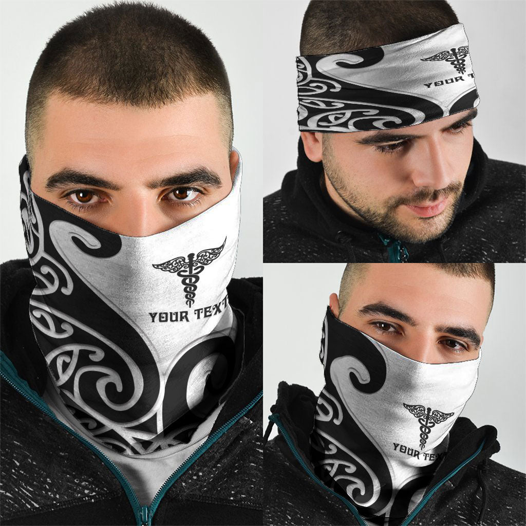 Personalised New Zealand Nurse Neck Gaiter Maori Koru Black Version LT05 - Polynesian Pride