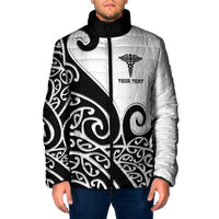 Personalised New Zealand Nurse Padded Jacket Maori Koru Black Version LT05 Men Black - Polynesian Pride