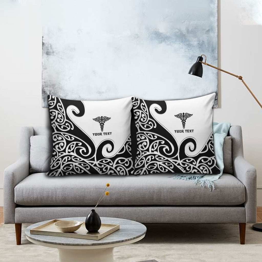 Personalised New Zealand Nurse Pillow Cover Maori Koru Black Version LT05 - Polynesian Pride