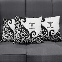 Personalised New Zealand Nurse Pillow Cover Maori Koru Black Version LT05 - Polynesian Pride