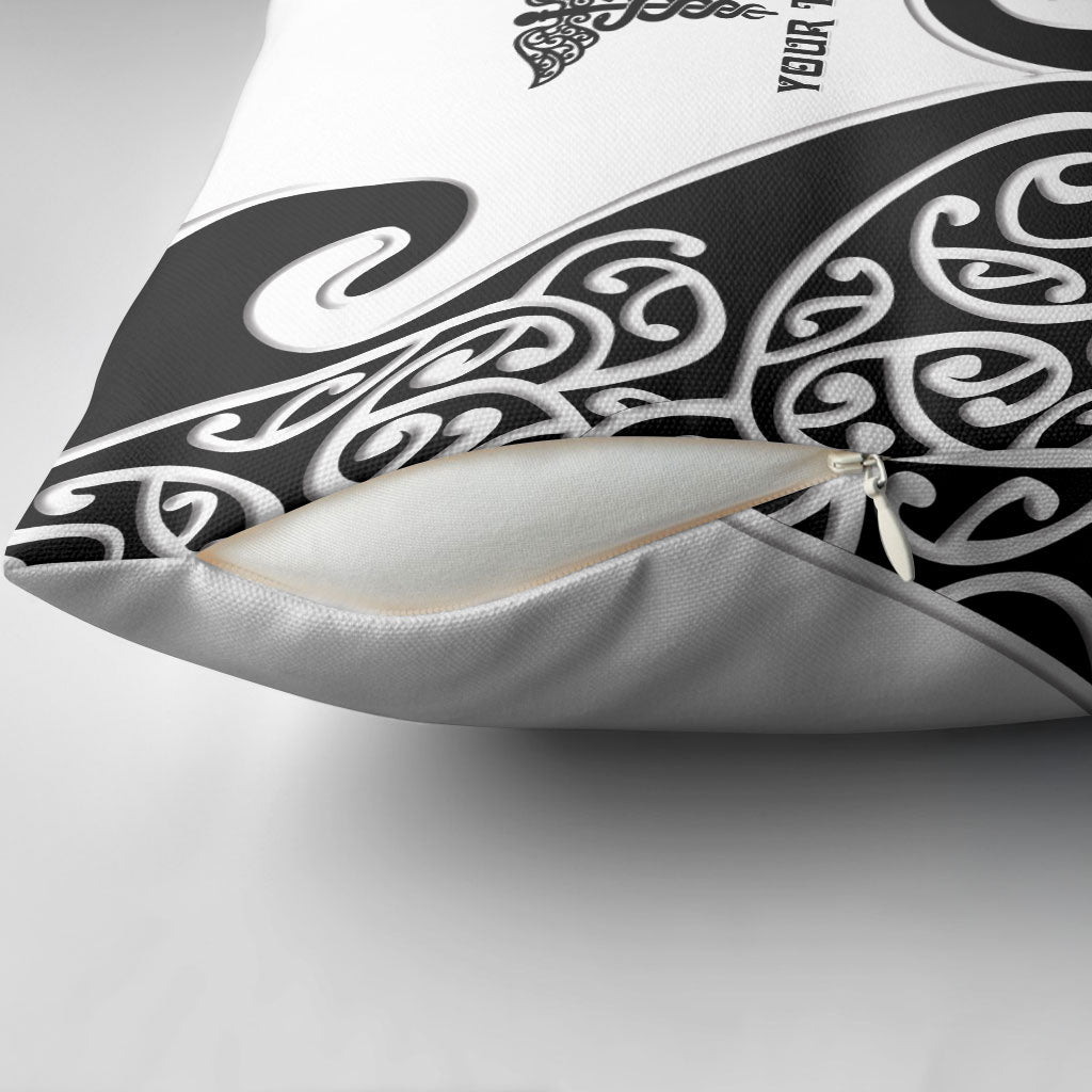 Personalised New Zealand Nurse Pillow Cover Maori Koru Black Version LT05 - Polynesian Pride