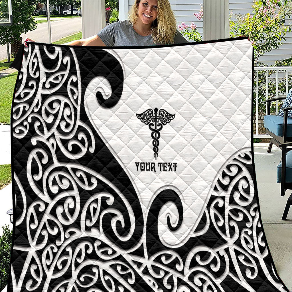 Personalised New Zealand Nurse Quilt Maori Koru Black Version LT05 Black - Polynesian Pride