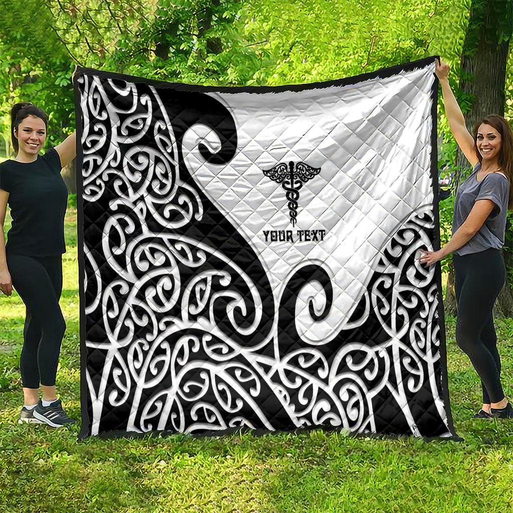 Personalised New Zealand Nurse Quilt Maori Koru Black Version LT05 - Polynesian Pride