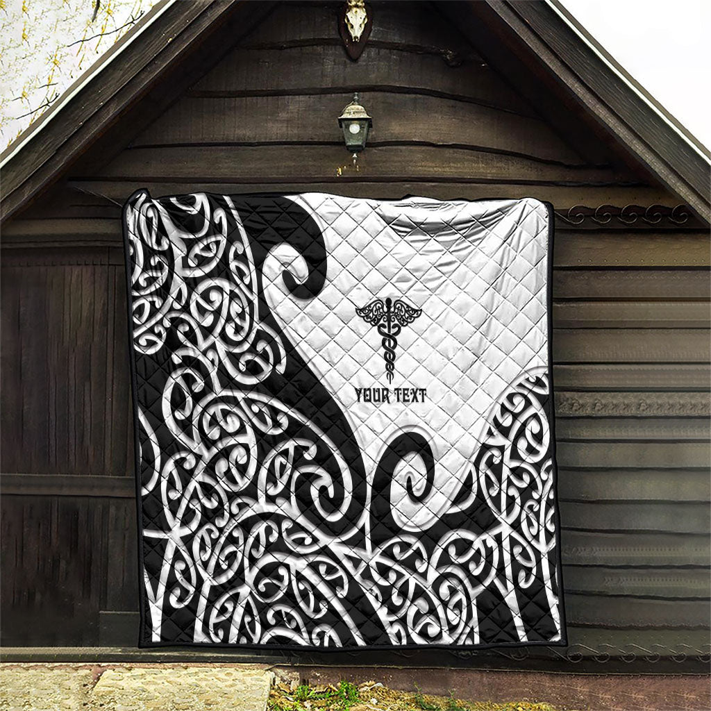 Personalised New Zealand Nurse Quilt Maori Koru Black Version LT05 - Polynesian Pride