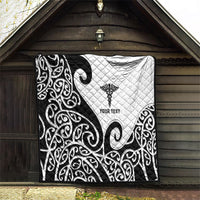 Personalised New Zealand Nurse Quilt Maori Koru Black Version LT05 - Polynesian Pride