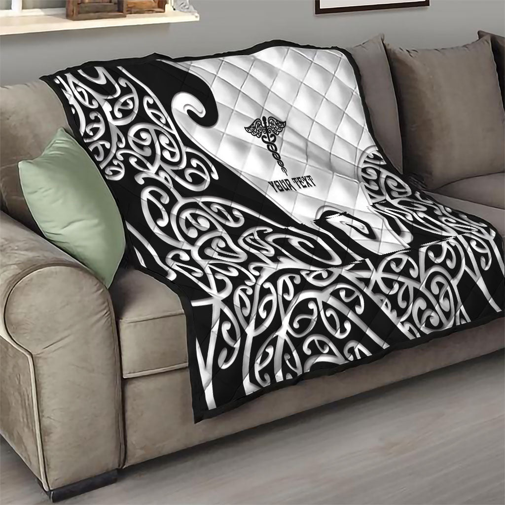Personalised New Zealand Nurse Quilt Maori Koru Black Version LT05 - Polynesian Pride