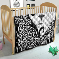 Personalised New Zealand Nurse Quilt Maori Koru Black Version LT05 - Polynesian Pride