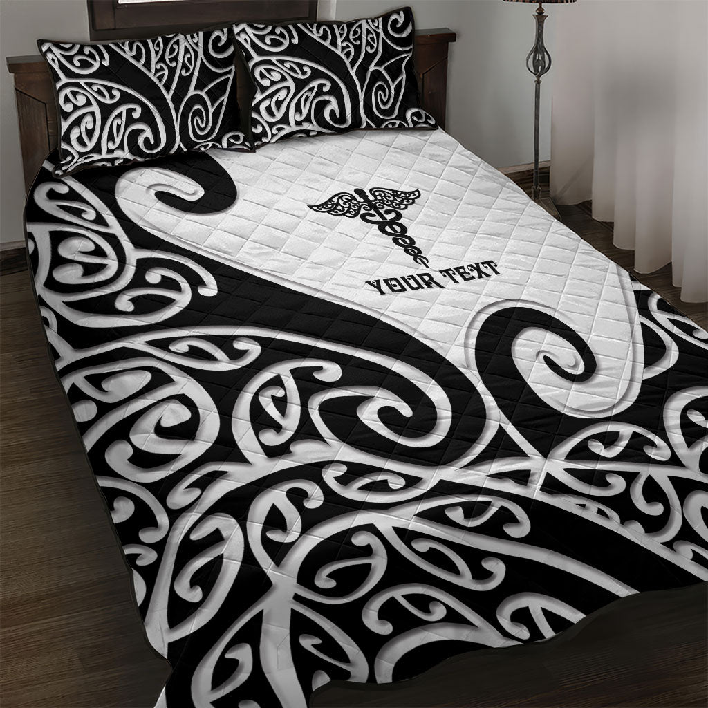 Personalised New Zealand Nurse Quilt Bed Set Maori Koru Black Version LT05 Black - Polynesian Pride