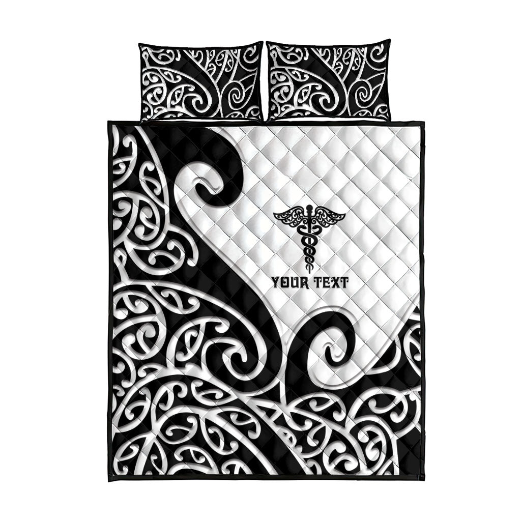 Personalised New Zealand Nurse Quilt Bed Set Maori Koru Black Version LT05 - Polynesian Pride