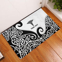 Personalised New Zealand Nurse Rubber Doormat Maori Koru Black Version LT05 - Polynesian Pride