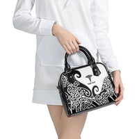 Personalised New Zealand Nurse Shoulder Handbag Maori Koru Black Version LT05 - Polynesian Pride