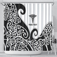 Personalised New Zealand Nurse Shower Curtain Maori Koru Black Version LT05 - Polynesian Pride