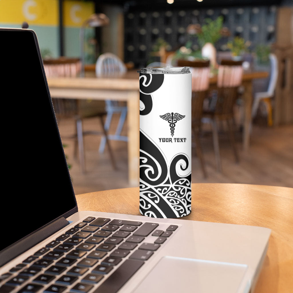 Personalised New Zealand Nurse Skinny Tumbler Maori Koru Black Version LT05 - Polynesian Pride