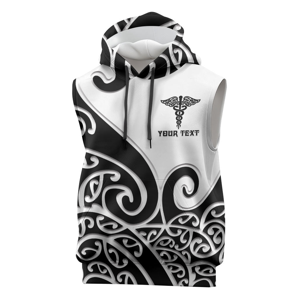 Personalised New Zealand Nurse Sleeveless Hoodie Maori Koru Black Version LT05 Black - Polynesian Pride