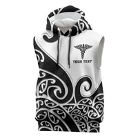 Personalised New Zealand Nurse Sleeveless Hoodie Maori Koru Black Version LT05 Black - Polynesian Pride