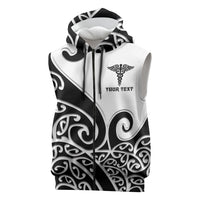 Personalised New Zealand Nurse Sleeveless Zip Hoodie Maori Koru Black Version LT05 Black - Polynesian Pride