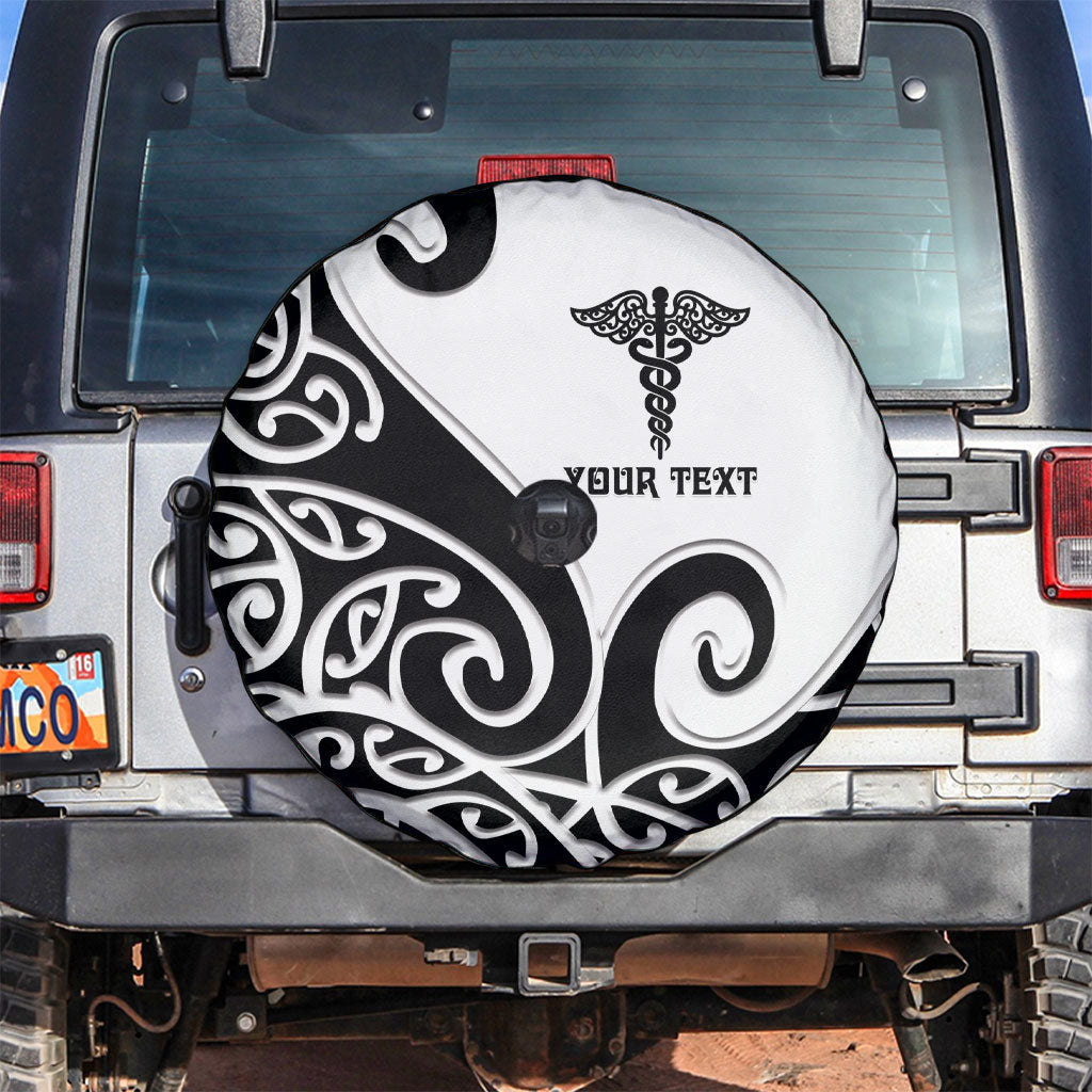 Personalised New Zealand Nurse Spare Tire Cover Maori Koru Black Version LT05 Black - Polynesian Pride