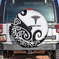 Personalised New Zealand Nurse Spare Tire Cover Maori Koru Black Version LT05 Black - Polynesian Pride