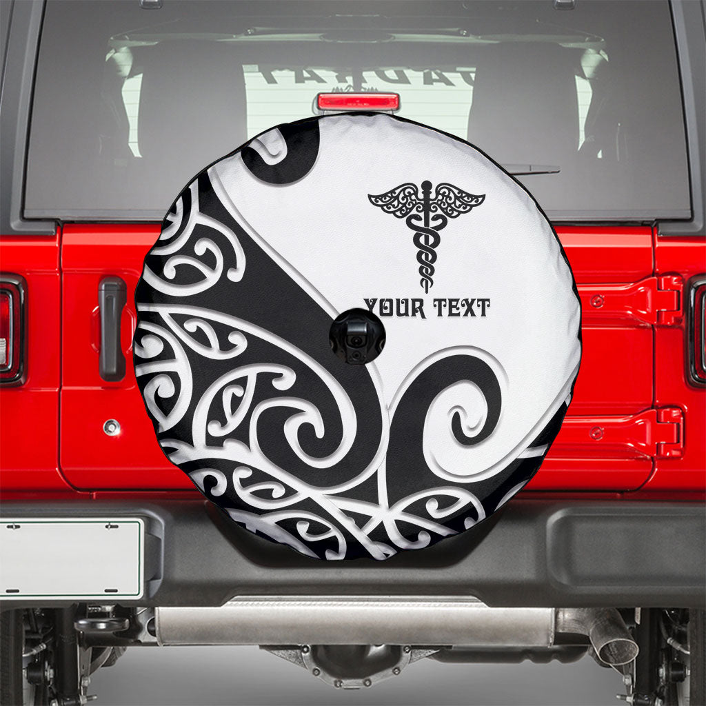 Personalised New Zealand Nurse Spare Tire Cover Maori Koru Black Version LT05 - Polynesian Pride