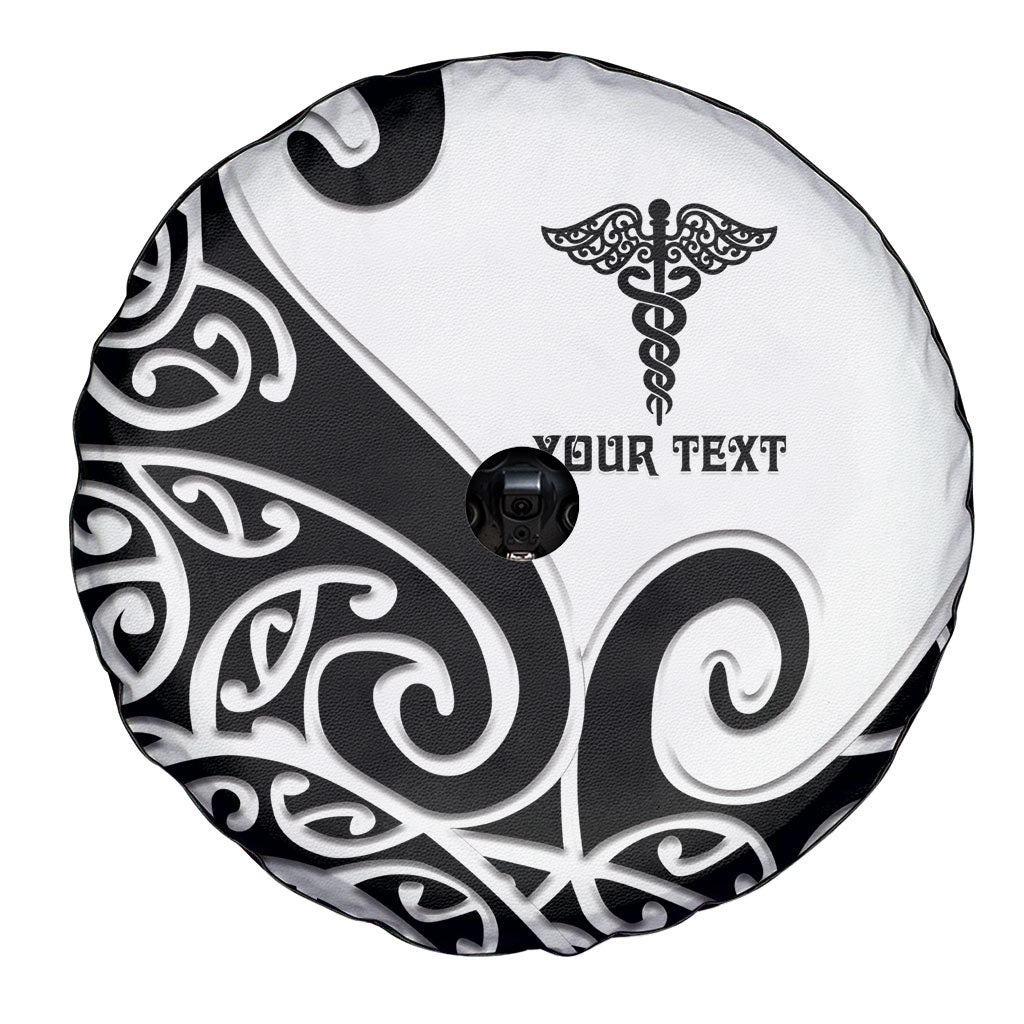 Personalised New Zealand Nurse Spare Tire Cover Maori Koru Black Version LT05 - Polynesian Pride