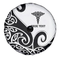Personalised New Zealand Nurse Spare Tire Cover Maori Koru Black Version LT05 - Polynesian Pride