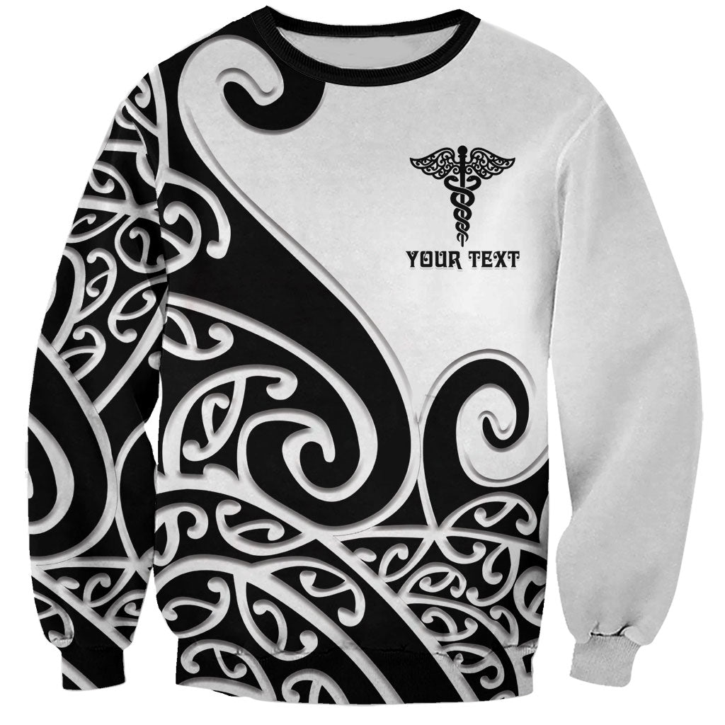 Personalised New Zealand Nurse Sweatshirt Maori Koru Black Version LT05 Unisex Black - Polynesian Pride
