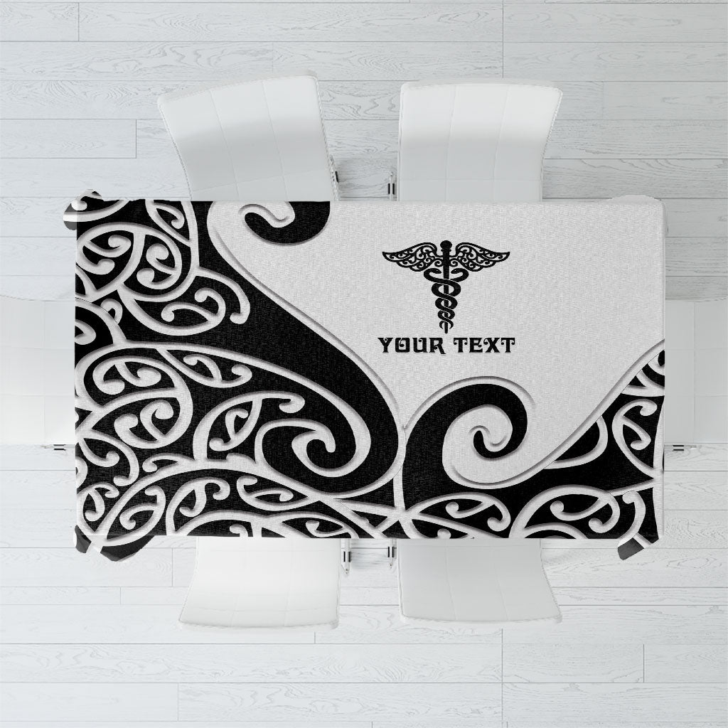 Personalised New Zealand Nurse Tablecloth Maori Koru Black Version LT05 Black - Polynesian Pride