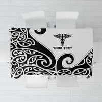 Personalised New Zealand Nurse Tablecloth Maori Koru Black Version LT05 Black - Polynesian Pride