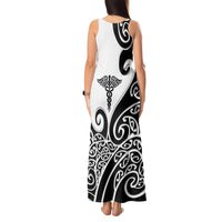 Personalised New Zealand Nurse Tank Maxi Dress Maori Koru Black Version LT05 - Polynesian Pride