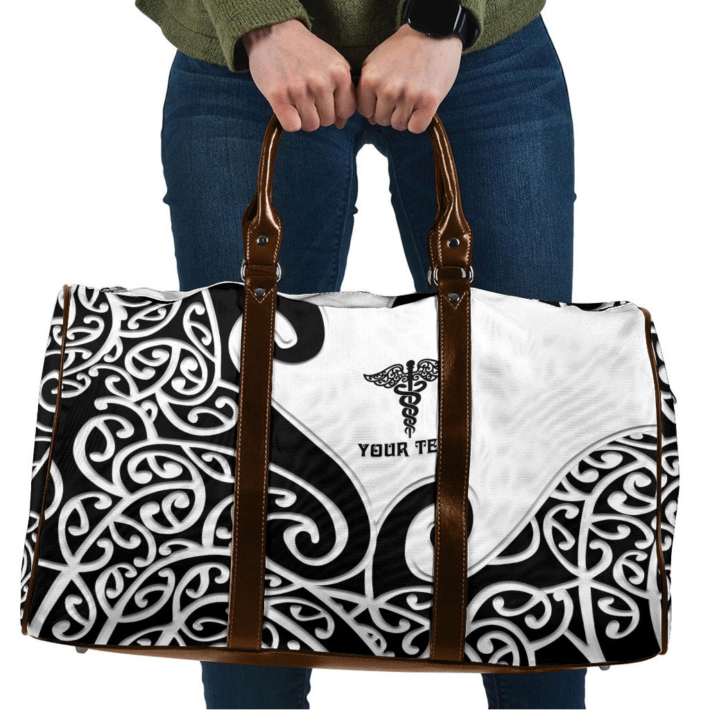 Personalised New Zealand Nurse Travel Bag Maori Koru Black Version LT05 Black - Polynesian Pride
